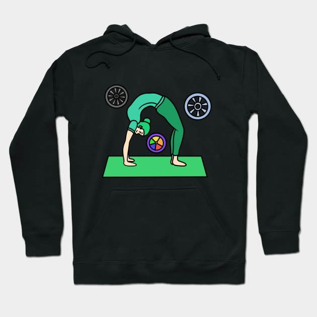 Yoga wheel pose Hoodie by Andrew Hau